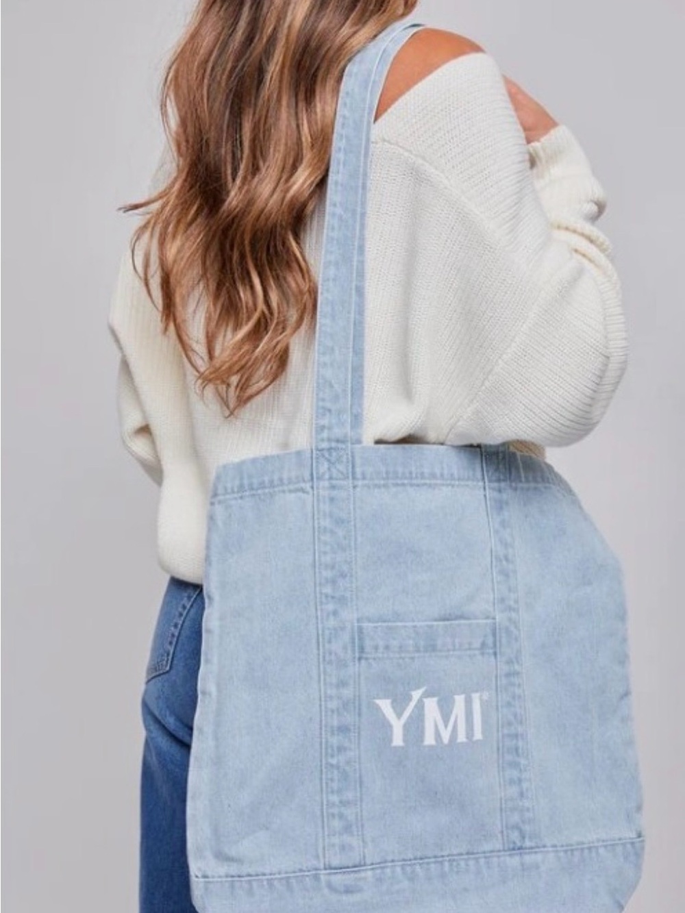 YMI Light Blue Denim Shoulder Tote